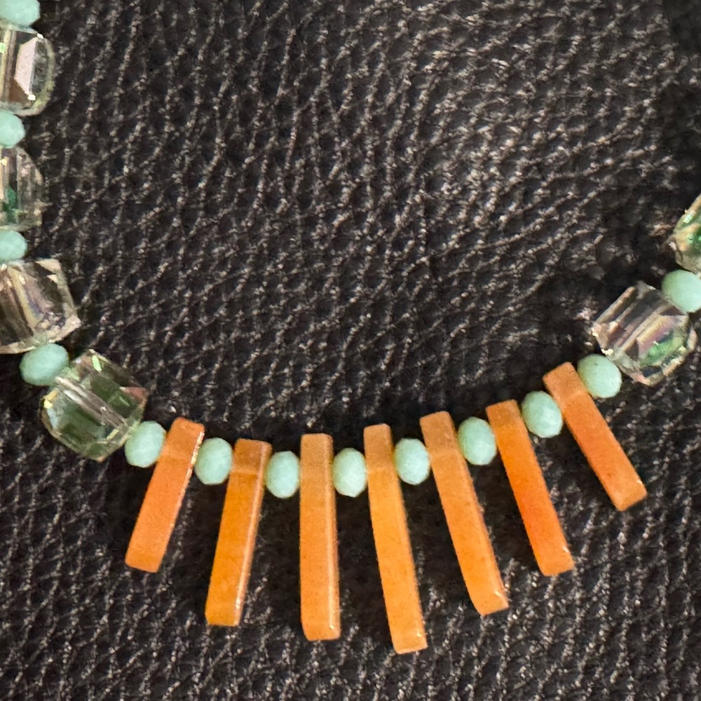 Orange and Aqua Beaded Necklace